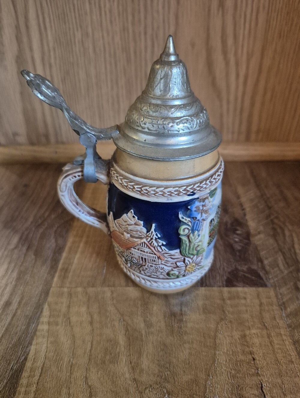 Vintage Gerz Ceramic Beer Stein with Pewter Lid